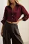 Maroon Solid Collared Crop Shirt