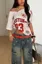 Red Striped Graphic Printed T-Shirt