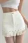 Off White Fringed Studded Mini Skirt
