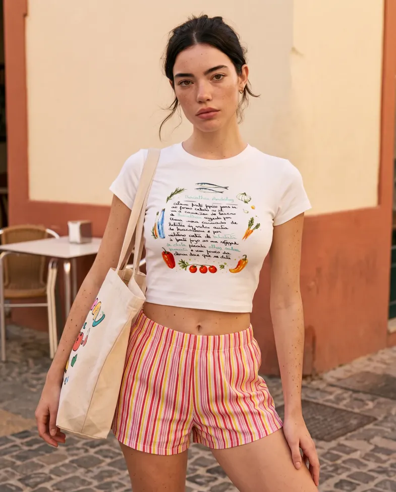 Off White Graphic Printed Crop T-Shirt - Image 1