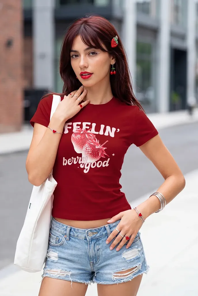 Red Graphic Crew Neck T-Shirt - Image 1