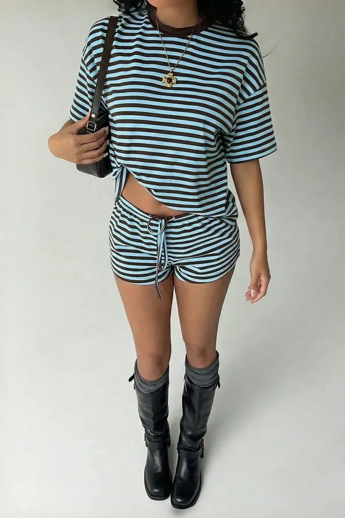 Light Blue Striped Co-Ord Set - Image 1