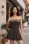 Dark Brown Lace Tube Mini Dress