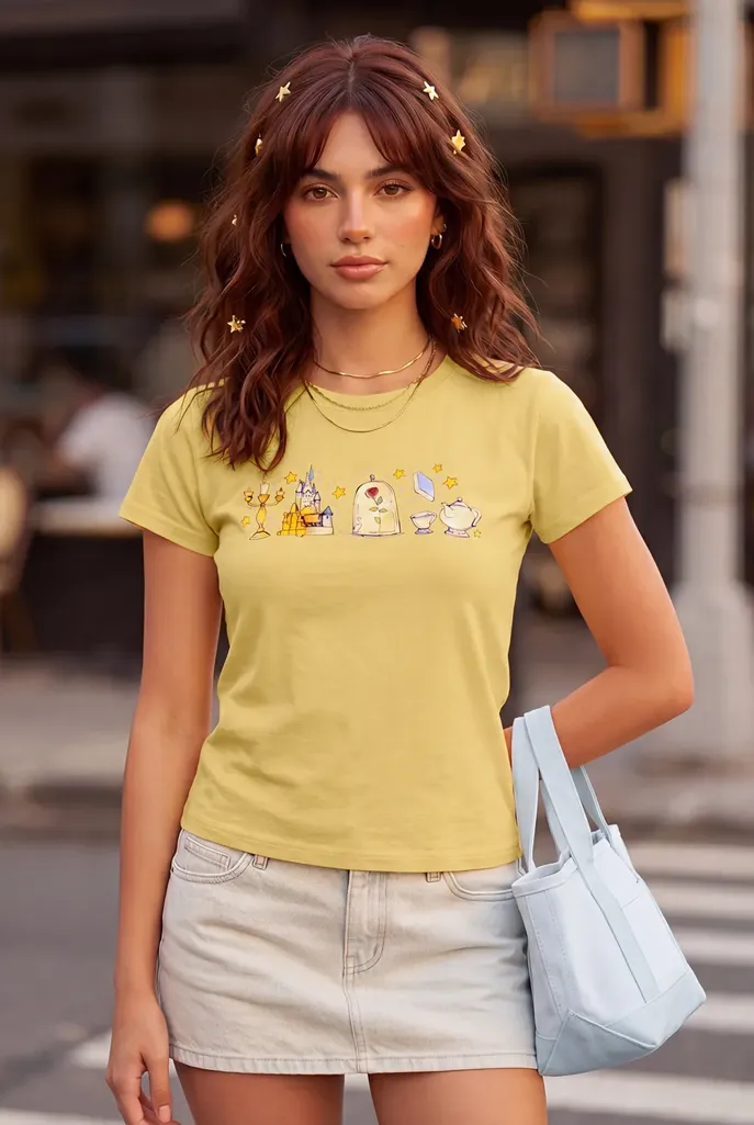 Yellow Graphic Printed Crew Neck T-Shirt - Image 1