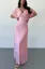 Light Pink Floral V-Neck Maxi Dress