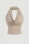 Beige Draped Cowl Neck Crop Top