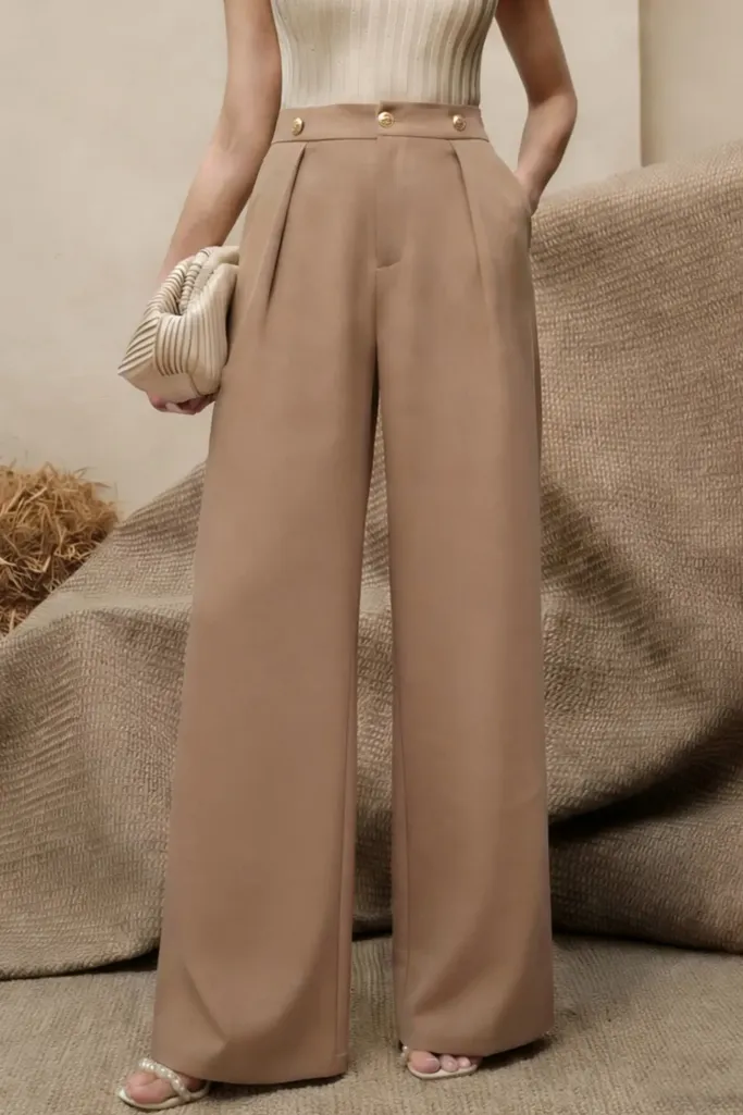 Light Brown High Rise Trousers - Image 1