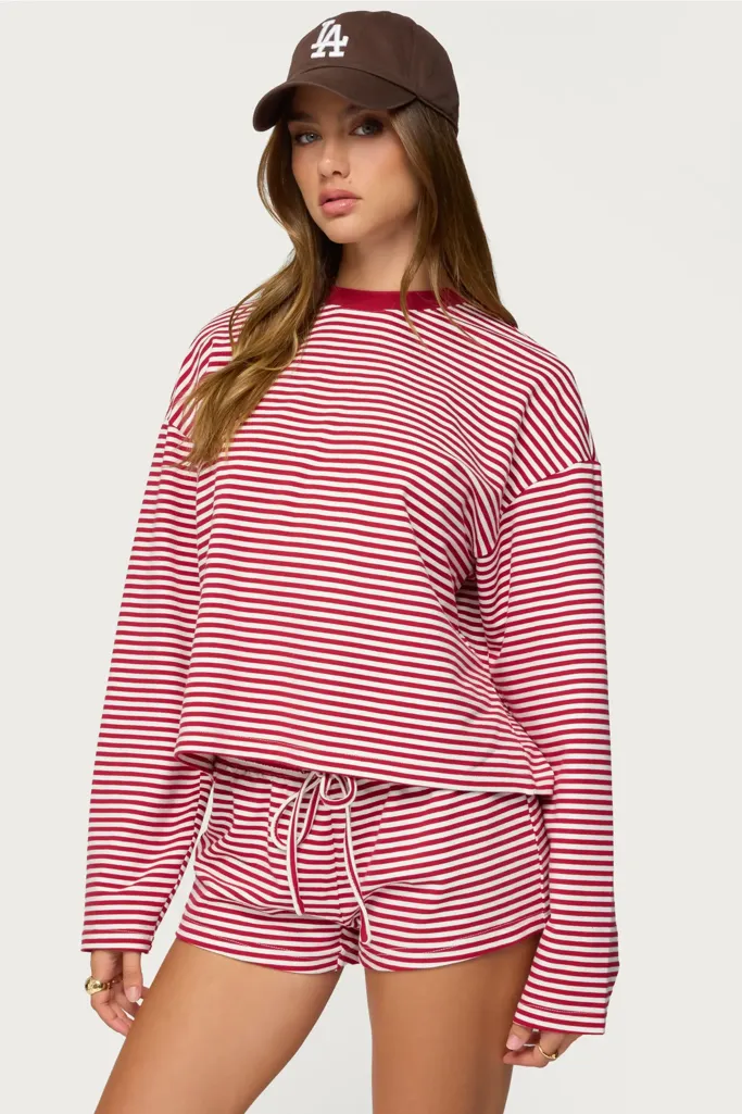 Red Striped Oversized Co-Ord Set - Image 1