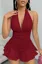 Red Ruched Halter Mini Dress
