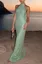 Mint Green Sequined Halter Maxi Dress