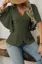 Olive Solid Buttoned V-Neck Top