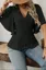 Black Solid V-Neck Top