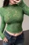 Green High Neck Lace Top