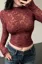 Maroon Lace High Neck Crop Top