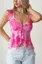 Pink Floral Ruffled Crop Top