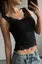 Black Solid Lace Crop Top