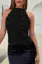Black Ruffled Solid Halter Top