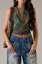 Green Backless Abstract Halter Top