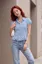 Light Blue Ruffled Buttoned Gingham Shirt