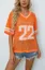 Orange Oversized V-Neck Graphic T-Shirt