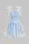 Light Blue Embroidered Floral Mini Dress
