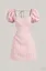 Light Pink Plaid Puff Sleeves Mini Dress