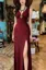 Wine V-Neck Mermaid Maxi Dress