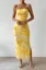 Yellow Abstract Bodycon Midi Dress