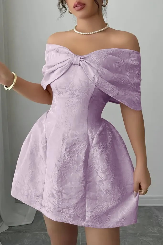 Lavender Off Shoulder Mini Dress - Image 1