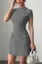 Black Houndstooth High Neck Mini Dress