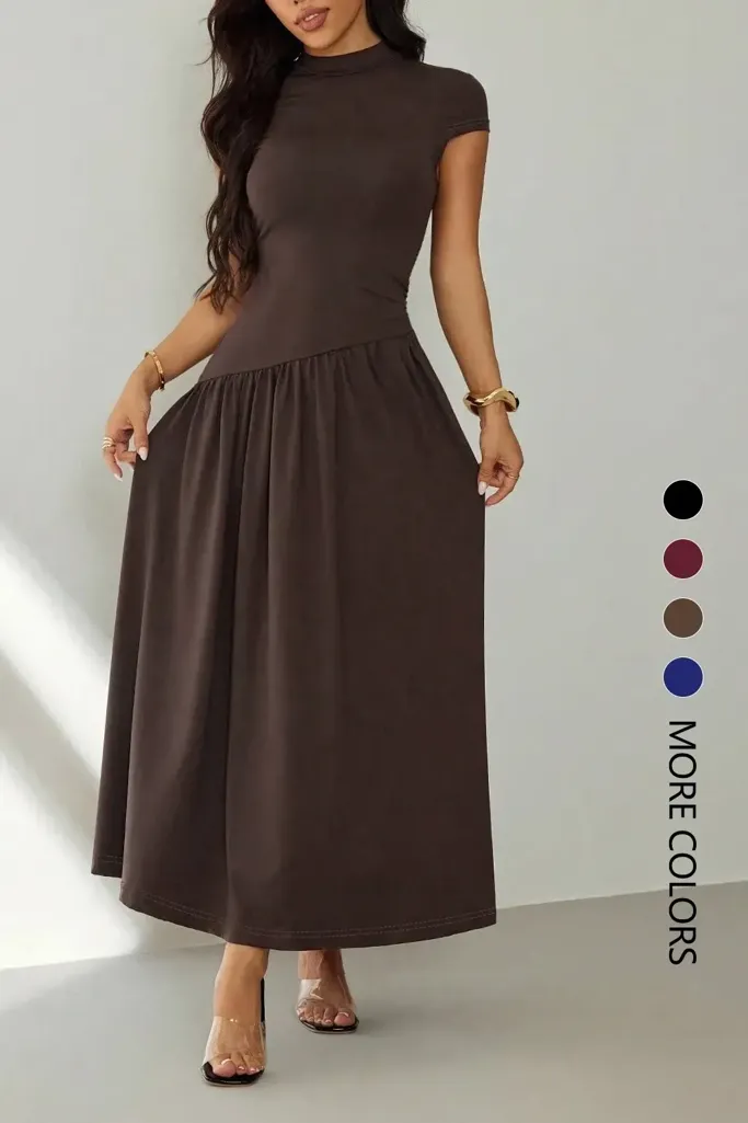 Dark Brown High Neck Maxi Dress - Image 1