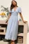 Light Blue V-Neck Gingham Midi Dress