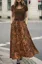 Brown Ethnic Print Maxi Dress