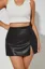 Black Solid Print Pu Mini Skort