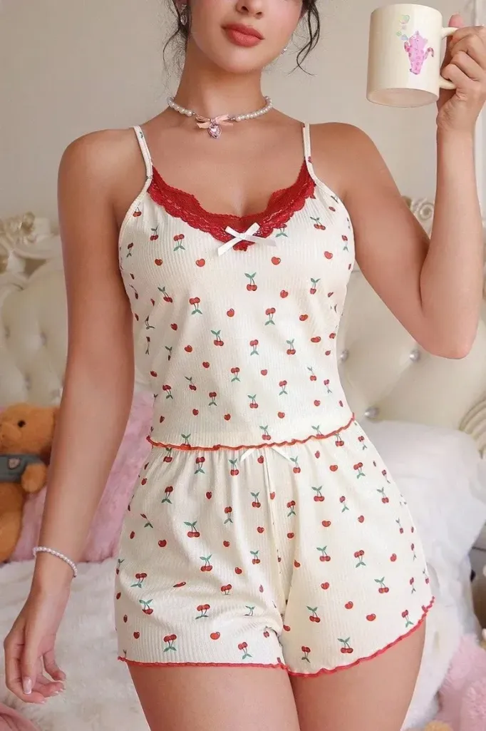 White Fruit Print Co-Ord Set - Image 1