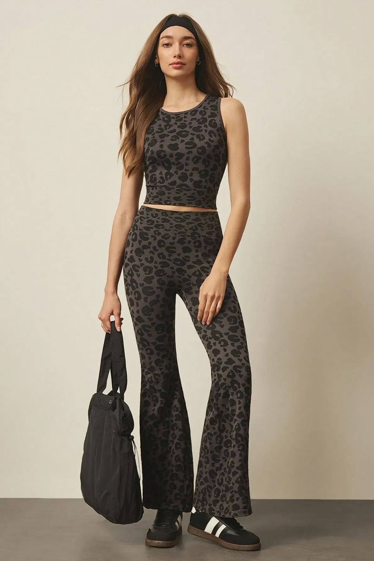 Dark Grey Leopard Print Co-Ord Set - NEWME