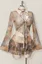 Beige V-Neck Abstract Tie-Up Co-Ord Set