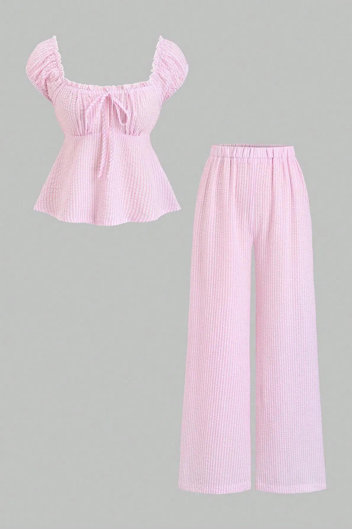 Light Pink Gingham Smocked Co-Ord Set