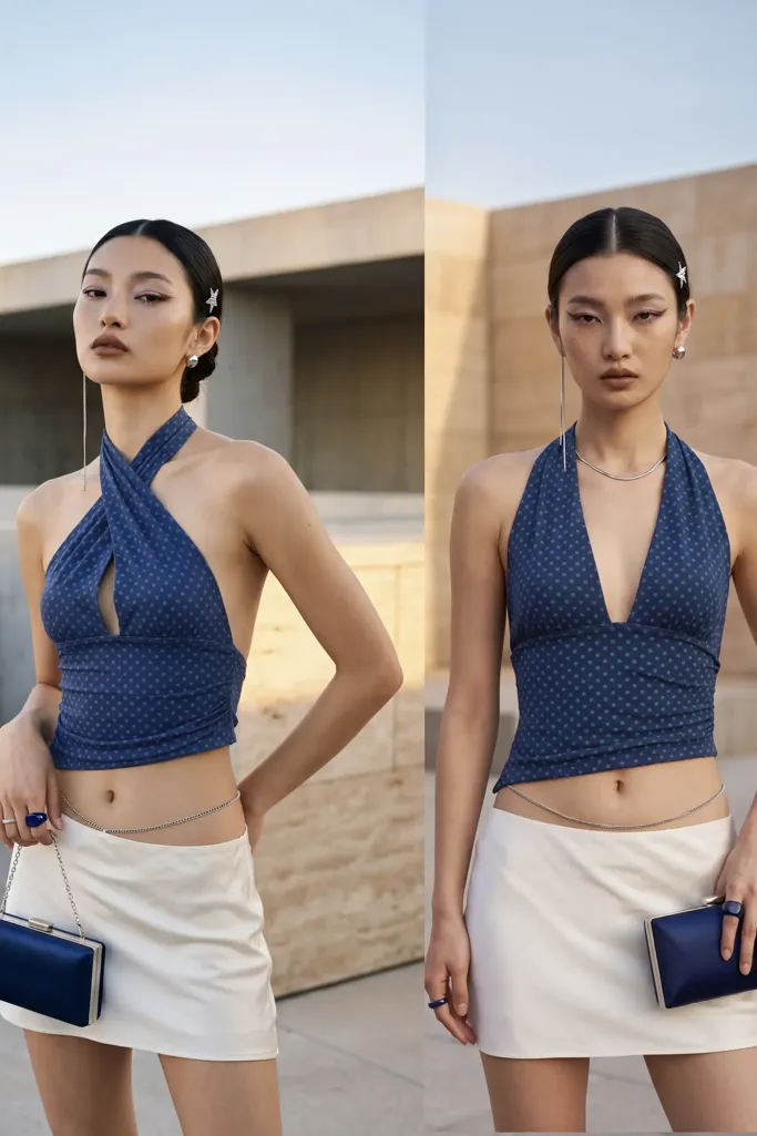 Blue Convertible Halter Top - Image 1