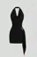 Black Halter Neck Ruched Wrap Dress