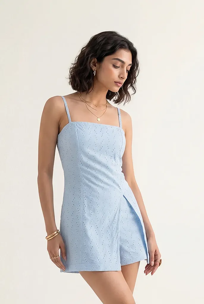 Light Blue Schiffli Co-Ord Set - Image 1