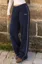 Navy Blue Solid Mid-Rise Pants