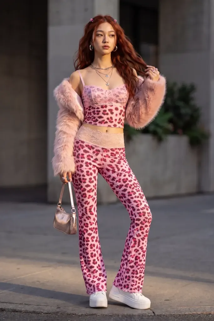 Pink Leopard Print Co-Ord Set - Image 1