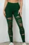Dark Green Ripped High-Rise Leggings