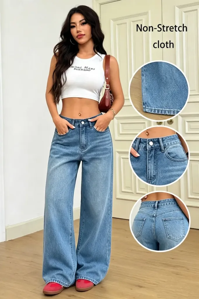 Blue Solid Mid Rise Jeans - Image 1