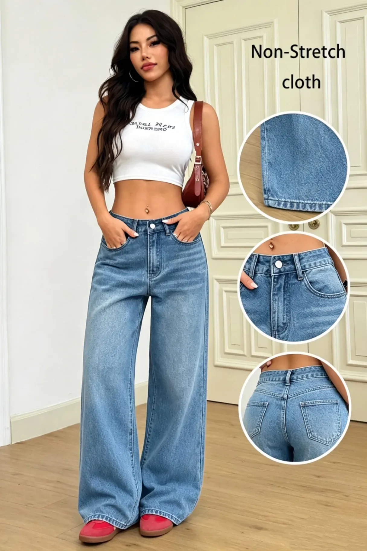 Blue Solid Mid Rise Jeans