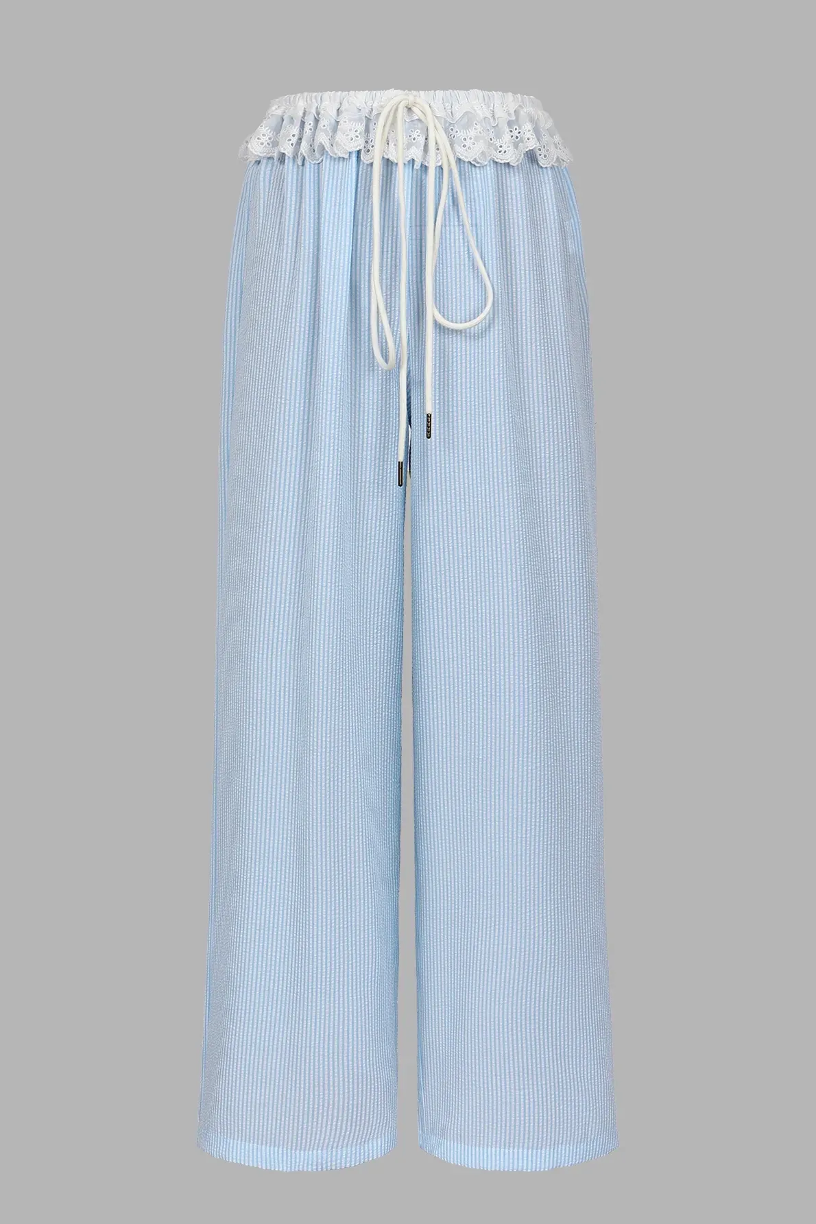 Light Blue High Rise Striped Trousers