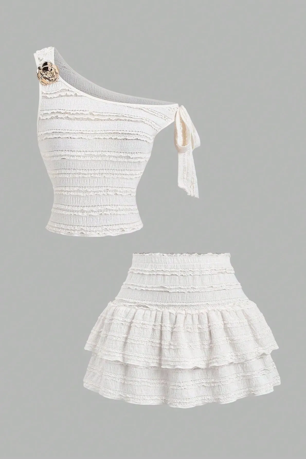 White One Shoulder Co-Ord Set