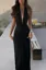 Black Draped Bodycon Maxi Dress