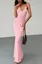 Light Pink Floral Backless Mermaid Dress